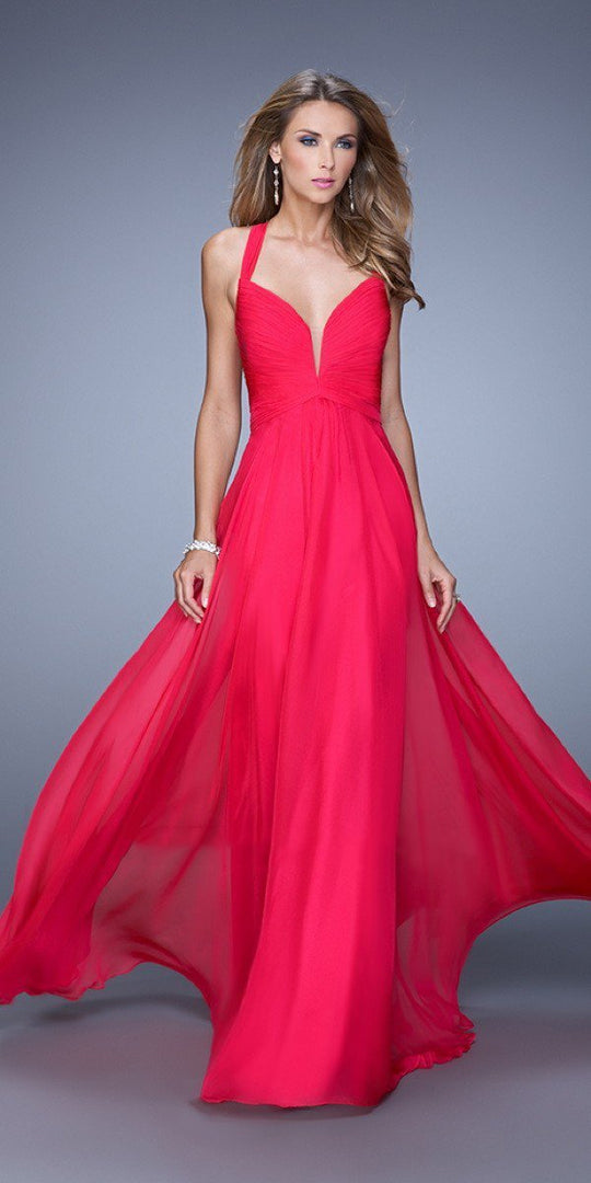 La Femme - 20995 Plunging Sweetheart Layered Gown In Pink
