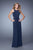 La Femme - 21187 Gathered Panel Cutout Gown In Blue