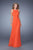 La Femme - 21187 Gathered Panel Cutout Gown In Orange