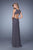 La Femme - 21187 Gathered Panel Cutout Gown In Gray