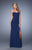 La Femme - 21193 Strapless Ruched Sheath Gown In Blue