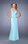 La Femme - 21207 Florid V-Strap Woven Gown In Blue