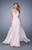 La Femme - 21207 Florid V-Strap Woven Gown In Pink