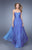 La Femme - 21257 Strapless Woven Bodice Gown In Blue and Purple