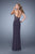 La Femme - 21282 Halter Cut Out Long Gown with Slit In Gray