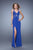 La Femme - 21282 Halter Cut Out Long Gown with Slit In Blue