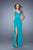 La Femme - 21282 Halter Cut Out Long Gown with Slit In Green