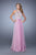 La Femme - 21349 Metallic and Rhinestone Embellished Halter Gown In Purple