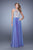 La Femme - 21349 Metallic and Rhinestone Embellished Halter Gown In Blue and Purple