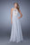 La Femme - 21349 Metallic and Rhinestone Embellished Halter Gown In Silver