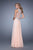 La Femme - 21349 Metallic and Rhinestone Embellished Halter Gown In Orange