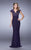 La Femme - 21551 Laced V-Neck Sheath Dress In Purple