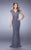 La Femme - 21551 Laced V-Neck Sheath Dress In Gray