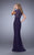 La Femme - 21551 Laced V-Neck Sheath Dress In Purple