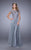 La Femme - Cap Sleeves Lace Illusion Evening Dress 21627 in Silver