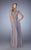 La Femme - Cap Sleeves Lace Illusion Evening Dress 21627 in Brown