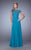 La Femme - Cap Sleeves Lace Illusion Evening Dress 21627 - 1 pc Teal in Size 14 Available