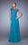 La Femme - 21627 Illusion Lace Chiffon Gown In Blue