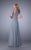 La Femme - Cap Sleeves Lace Illusion Evening Dress 21627 in Silver