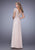 La Femme - Lace Short Sleeves Fitted Evening Dress 21632 in Neutral