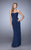 La Femme - 21645 Ruched Sweetheart Sheath Dress In Blue