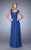 La Femme - 21661 Lace Ornate Ruched Gown In Blue