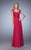 La Femme - Lace Ornate Ruched Gown 21661 In Red