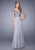 La Femme - 21702 Laced V-Neck Trumpet Dress In Silver