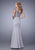 La Femme - 21702 Laced V-Neck Trumpet Dress In Silver