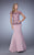 La Femme - 21706 Illusion Lace Applique Trumpet Gown In Pink