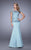 La Femme - 21706 Illusion Lace Applique Trumpet Gown In Blue