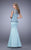 La Femme - 21706 Illusion Lace Applique Trumpet Gown In Blue