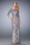 La Femme - 21740 Laced Bateau Neck A-Line Dress In Gray