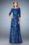 La Femme - 21740 Laced Bateau Neck A-Line Dress In Blue