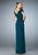 La Femme - 21860 Ruched V-Neck Beaded Evening Gown In Green