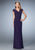 La Femme - 21860 Ruched V-Neck Beaded Evening Gown In Purple
