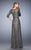 La Femme - Sequined V-Neck A-Line Dress 21900 in Gray