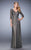 La Femme - Sequined V-Neck A-Line Dress 21900 in Gray