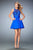 La Femme - 21937 Chiffon Jewel Ruched Waist Cocktail Dress In Blue