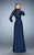 La Femme - 21944 Embroidered V-Neck A-Line Dress In Blue