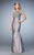 La Femme - 21961 Lace Sparkling Pleated Satin Gown  In Silver