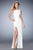 La Femme - 22174 Fitted Jewel Jersey Gown with Slit In White