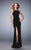 La Femme - 22174 Fitted Jewel Jersey Gown with Slit In Black