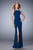 La Femme - 22174 Fitted Jewel Jersey Gown with Slit In Blue