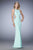 La Femme - Fitted Side Embellished Long Gown 22257 in Green