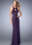 La Femme - Sleeveless Halter Sequined Fitted Long Gown 22266 in Purple