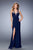 La Femme - 22284 Embellished V-neck Sheath Dress In Blue