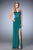 La Femme - 22301 Satin V-neck Sheath Dress In Green