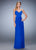 La Femme - Ruched V-neck Column Dress 22304 in Blue