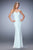 La Femme - 22371 Lace Sweetheart Sheath Dress In White and Blue